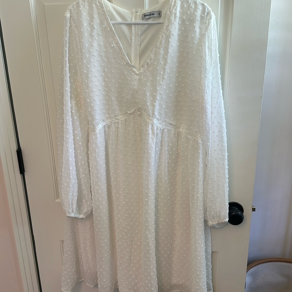 White Swiss Dot Babydoll dress / 2XL